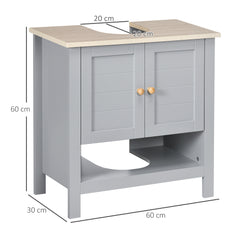 Kozy Under Sink Cabinet, Bathroom Vanity Unit, Pedestal Under Sink Design, Storage Cupboard with Adjustable Shelf, Grey