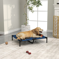 Kozy Raised Dog Bed Cat Elevated Lifted Puppy Pet Elevated Cot Portable Camping Basket – Blue (Large)
