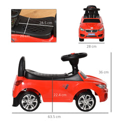 HOMCOM Toddler Ride-On Racer: Foot-to-Floor Slider with Sounds, Lights & Storage, Big Wheel, Crimson Red | Aosom UK