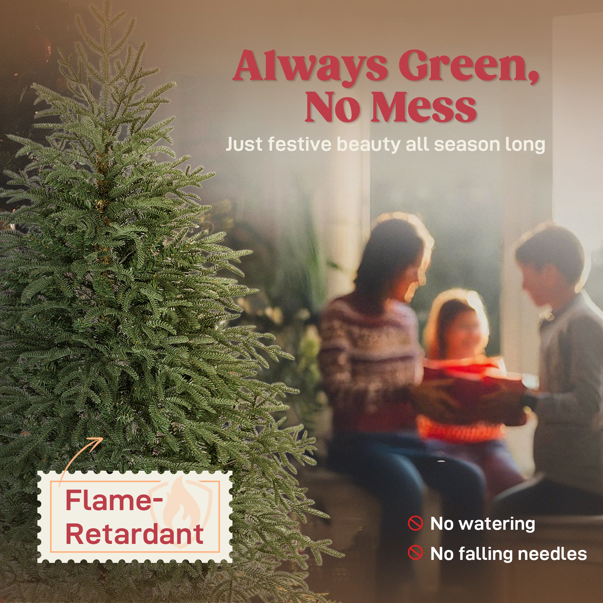 Kozy - 5 ft Full Spruce Christmas Tree with Realistic Dense Tips, Easy Assembly - Green