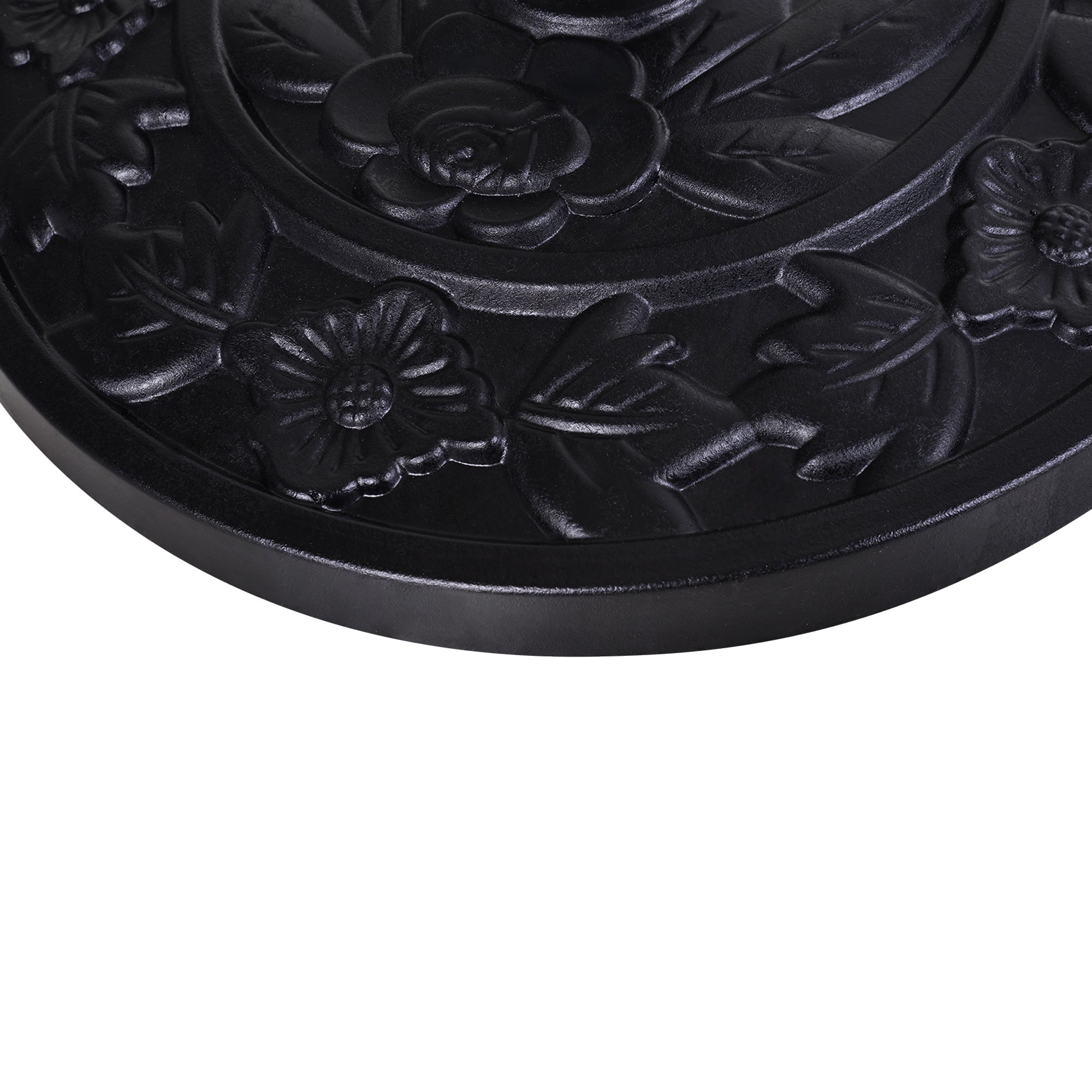 Kozy 9kg Resin Parasol Base, Half Round Umbrella Stand with Floral Design for Garden, Outdoor, Suitable Umbrella Rod: 3.8cm, 4.8cm, Black