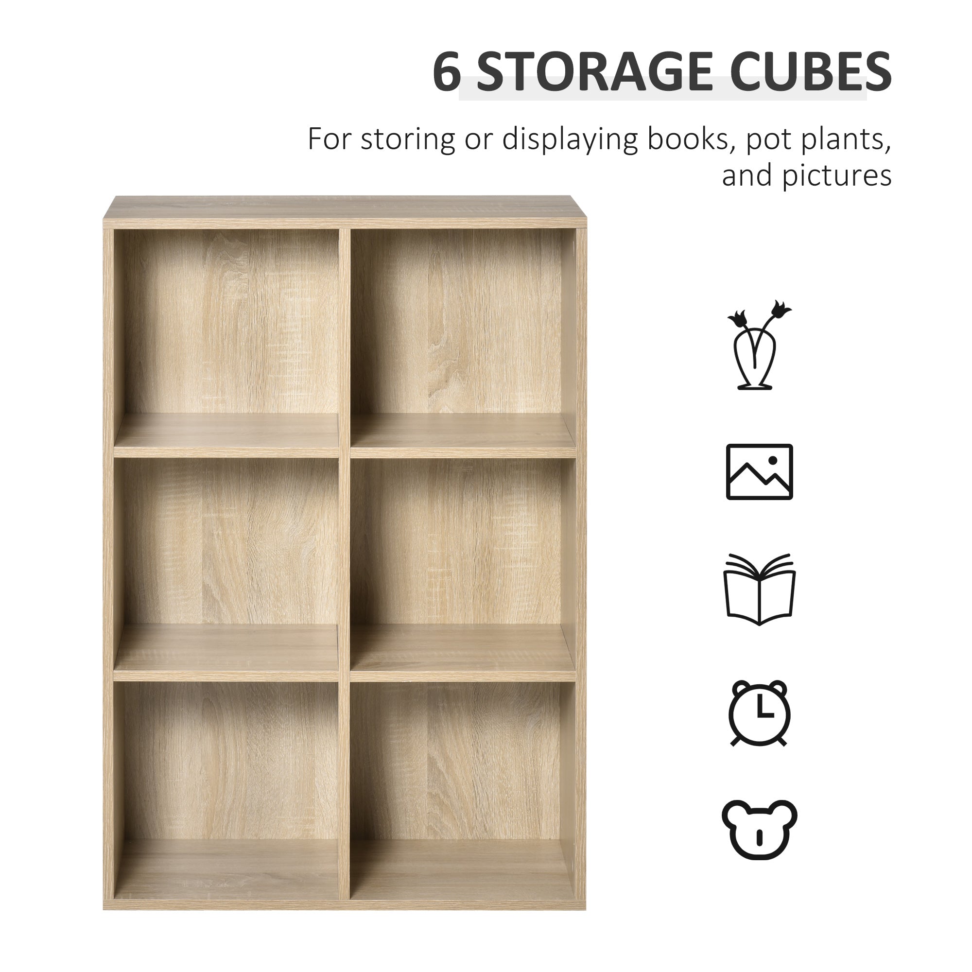 Kozy Six-Cube Bookcase - Oak Wood Effect