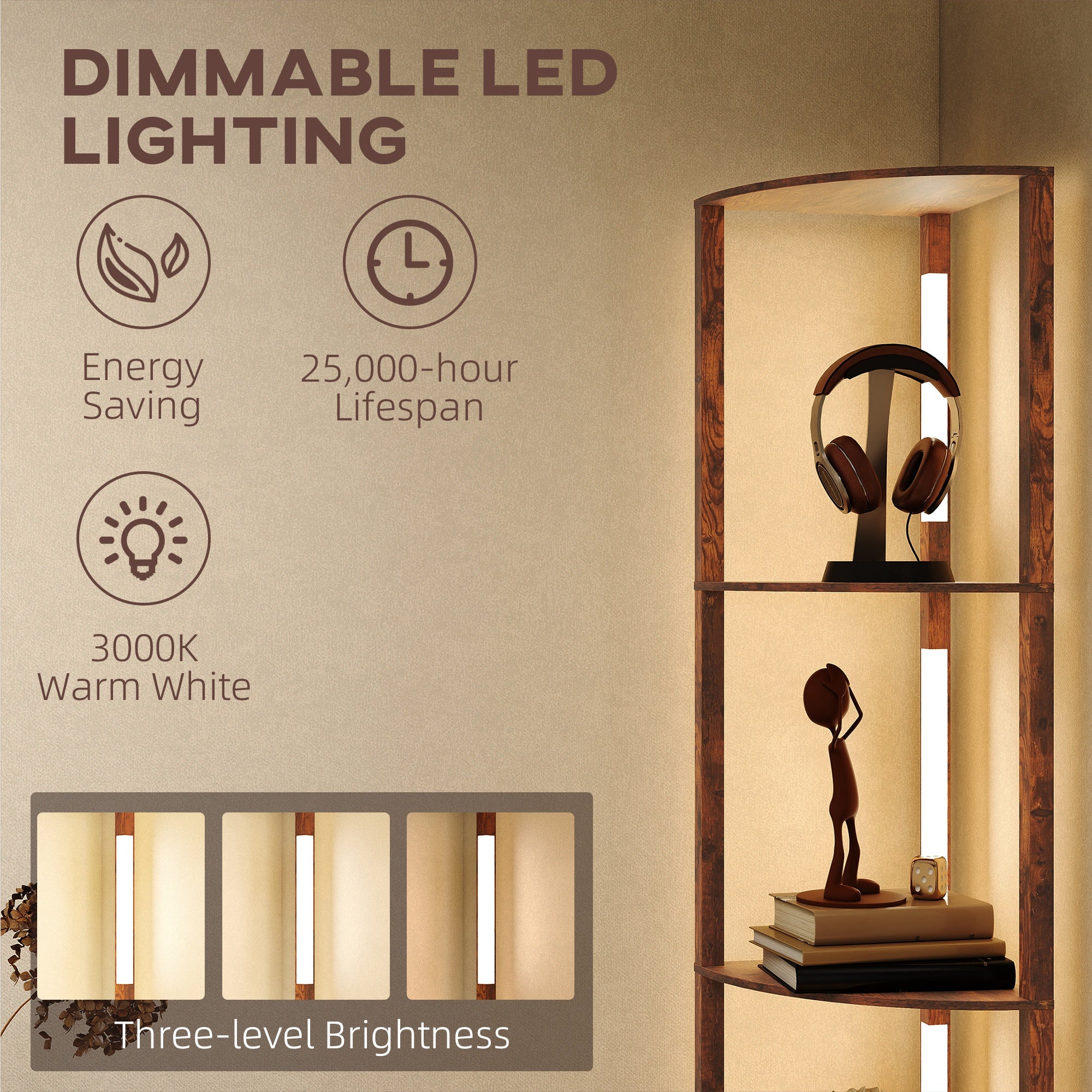 Kozy Three-Tier Corner Floor Lamp