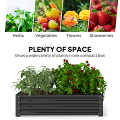 Kozy 432L Square Raised Garden Bed Box with Weatherized Steel Frame for Vegetables, Flowers and Herbs, 120 x 120 x 30cm, Grey