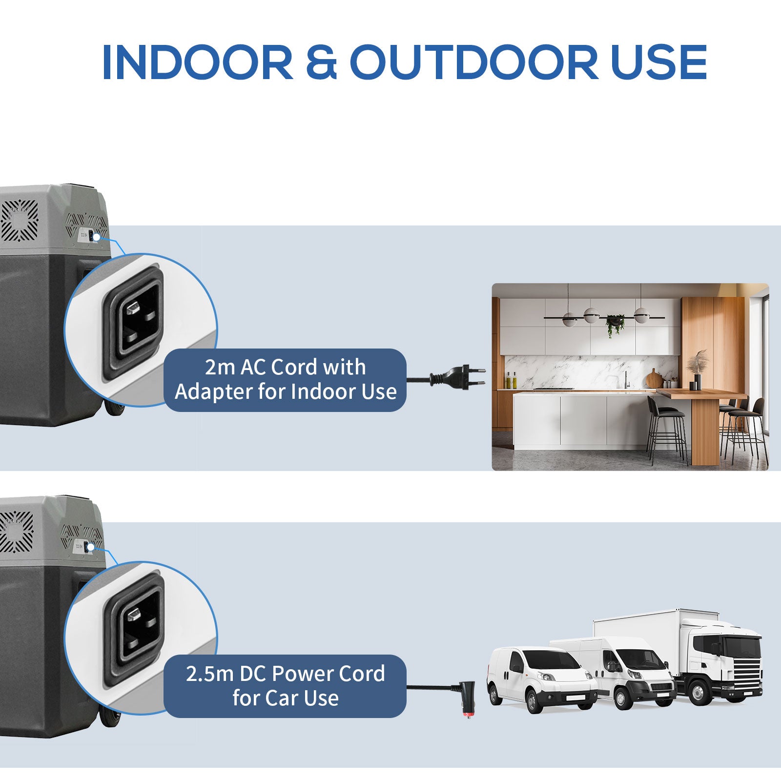 Kozy Car Refrigerator, Portable 12/24V 50 Litre Compressor Fridge Freezer, Electric Cooler Box for Camping, Travel, Picnic, Down to -20℃