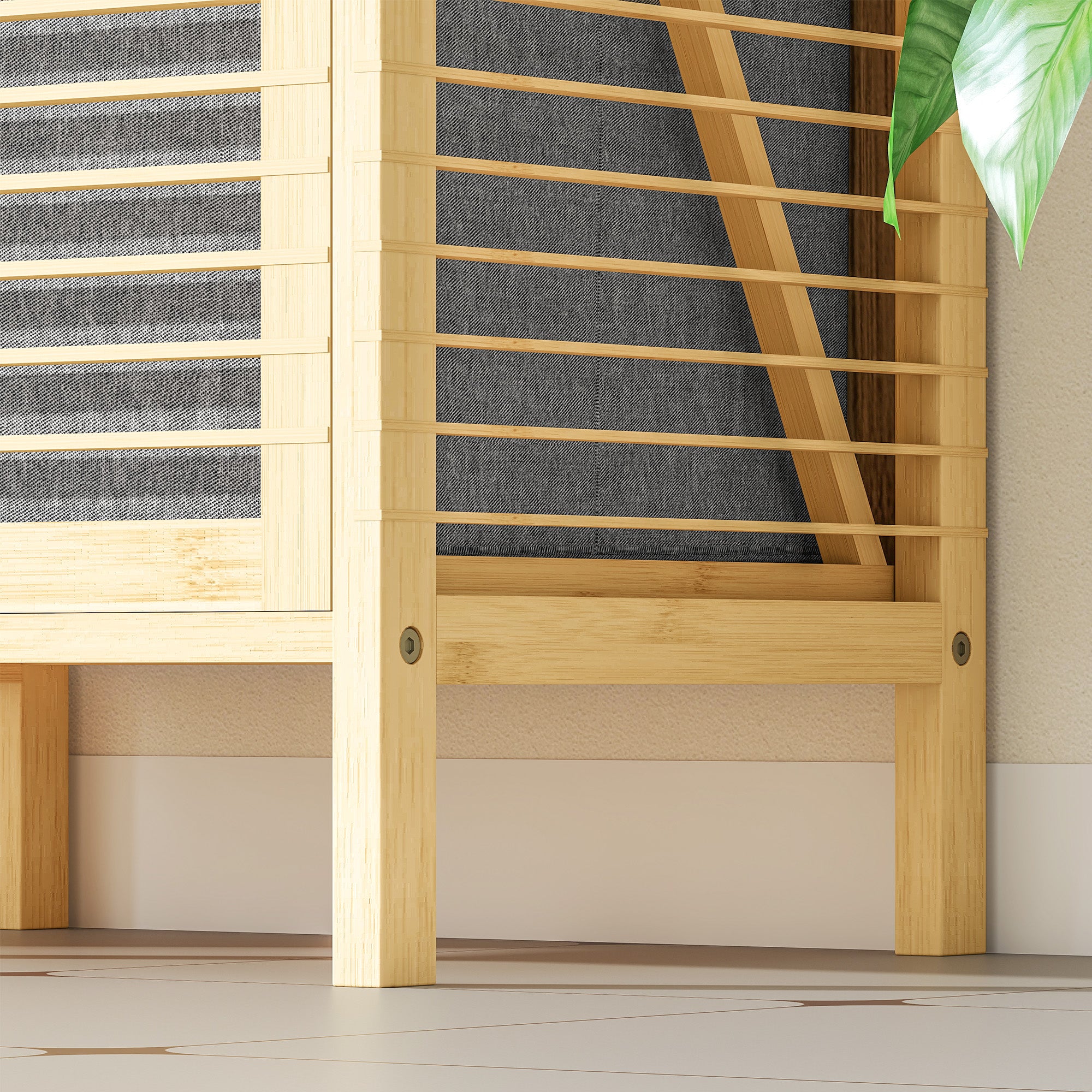 Kozy - Bamboo Laundry Cabinet with Slatted Door, Bathroom Cabinet with Tilt-Out Hamper and Removable Liner Bag, 40 x 30D x 95 cm, Natural Wood Finish