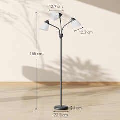 Kozy - Arc Tree Floor Lamp with 3 Adjustable Rotating Lights and 3000K/4500K/6500K Colour Temperatures, Industrial Standing Lamp with Steel Frame for Bedroom Living Room, 155cm, Black