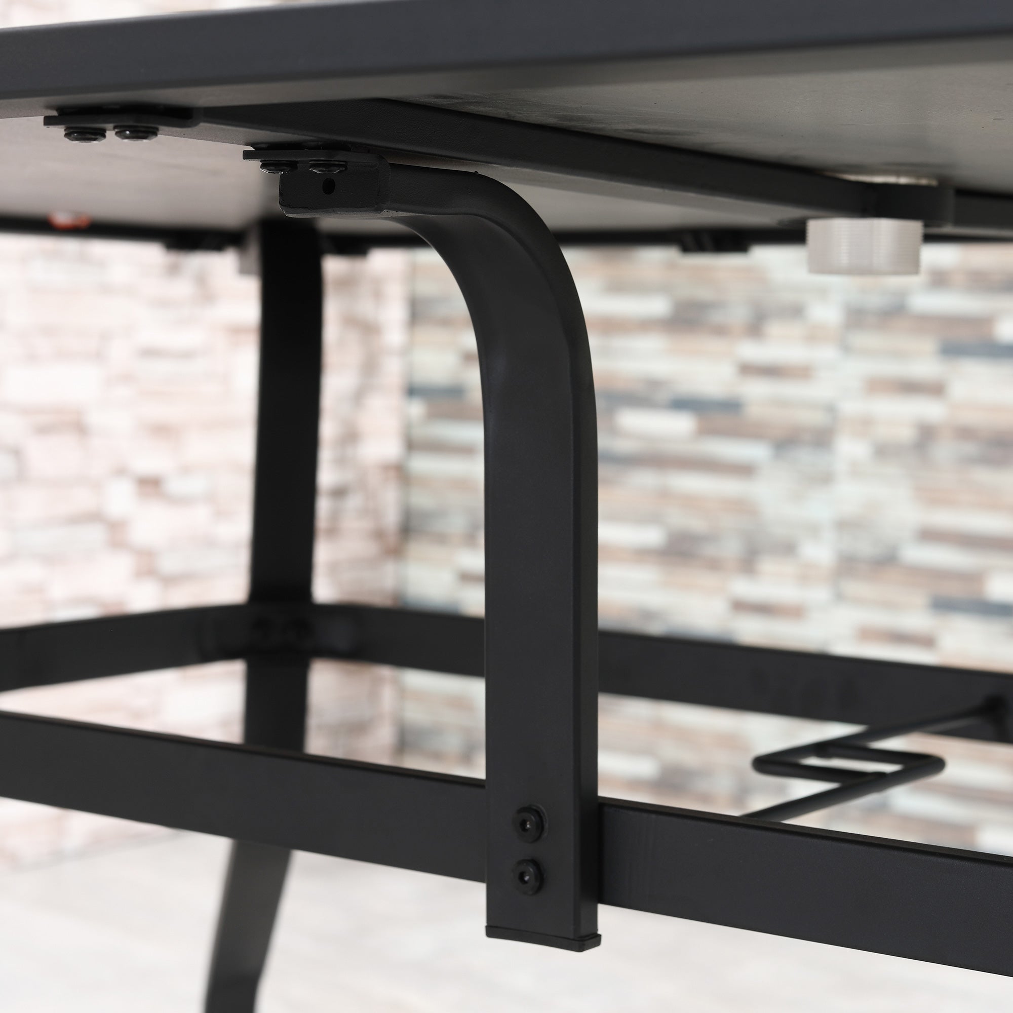 Kozy 7 Pieces Garden Dining Set, 6 Seater Garden Table and Chairs with Parasol Hole, Outdoor Furniture Armchairs and Stone-like Plastic Top Table with Breathable Mesh Fabric Seat, Grey