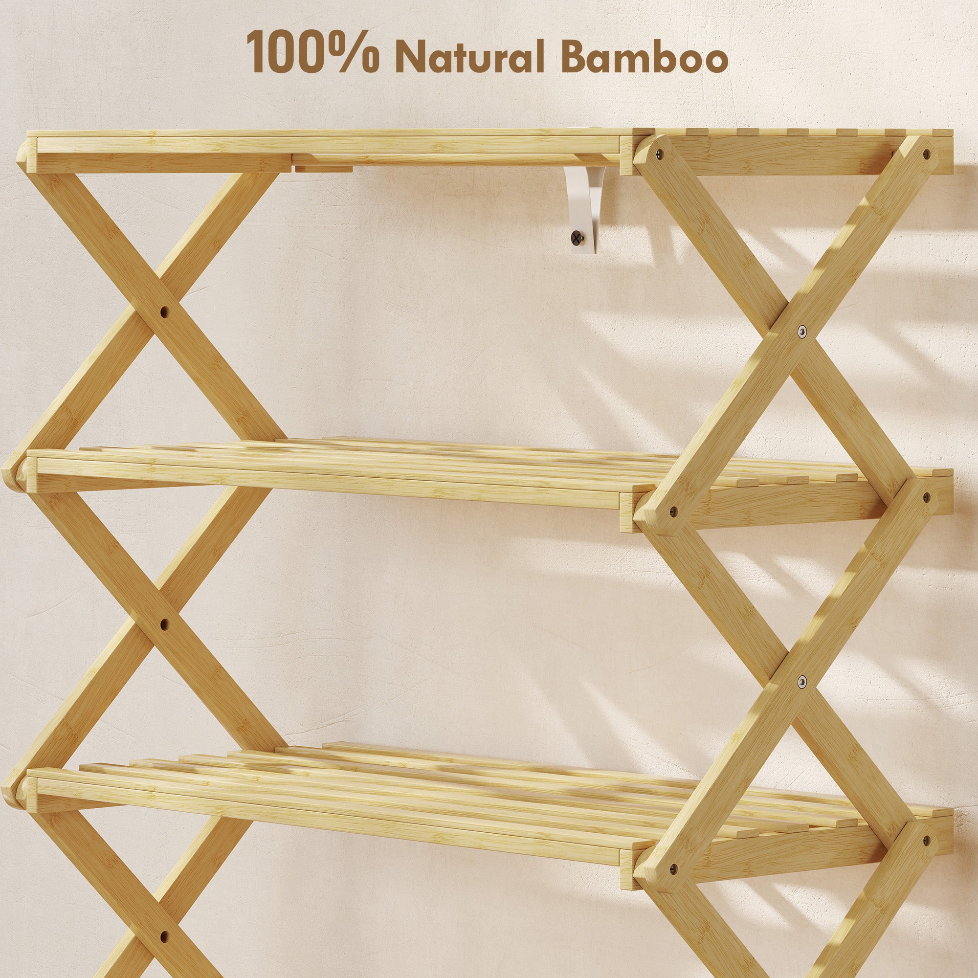 Kozy 4-Tier Bamboo Shoe Rack, No Assembly - Natural
