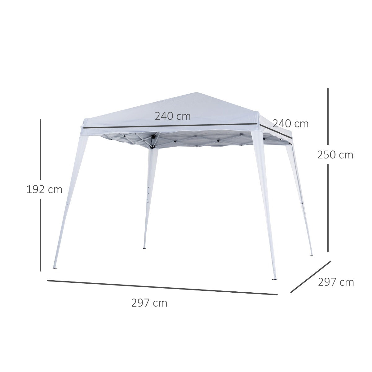 Outsunny 3 x 3 m Slant Leg Pop Up Canopy Tent with Carry Bag, Height Adjustable Party Shelter for Outdoor Events, Garden, Patio, White