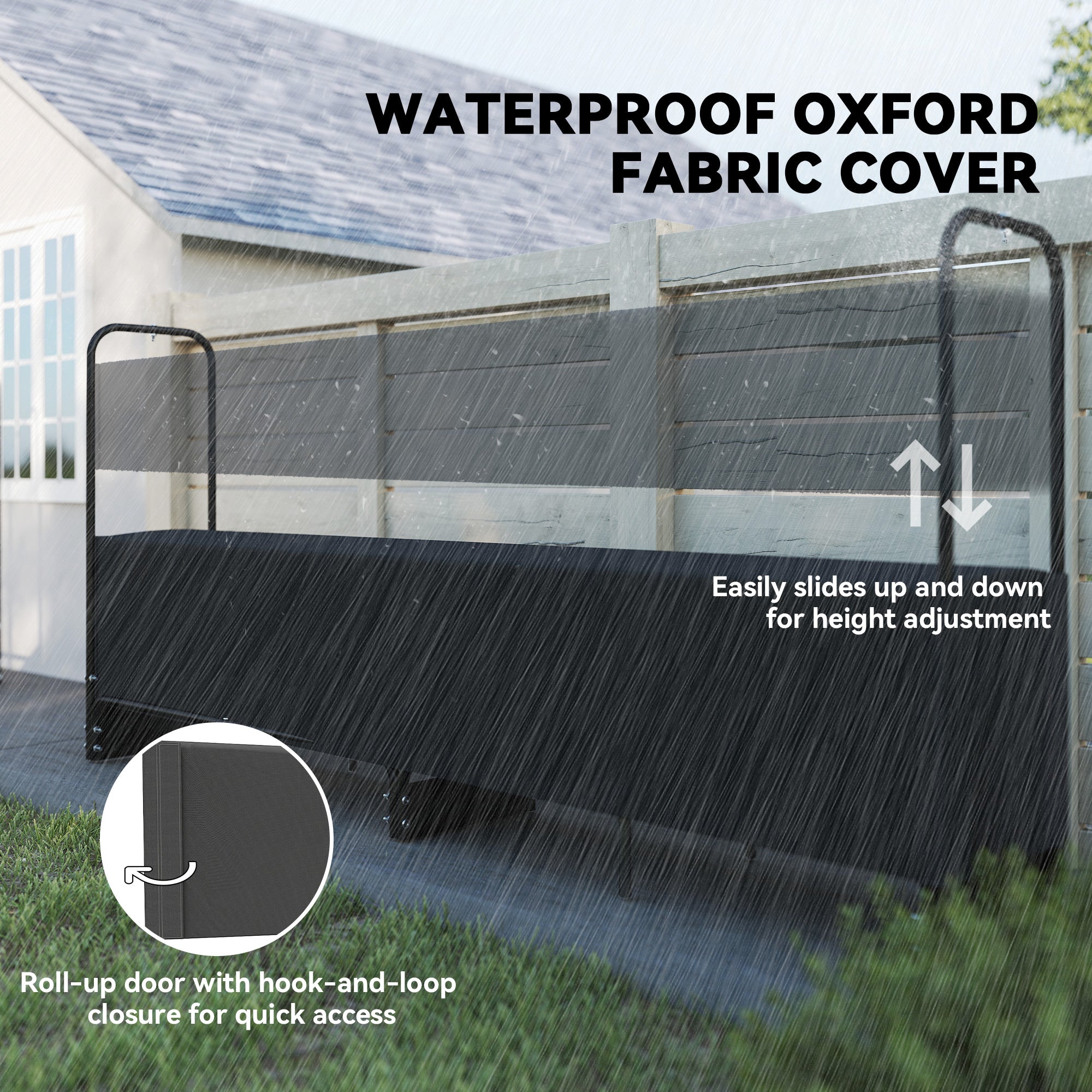 Kozy 8.5ft Firewood Rack, Heavy Duty Log Storage Holder with Waterproof 600D Oxford Log Cover for Fireplace Fire Pits Outdoor Patio Wood Storage, 300 kg Large Capacity, Black