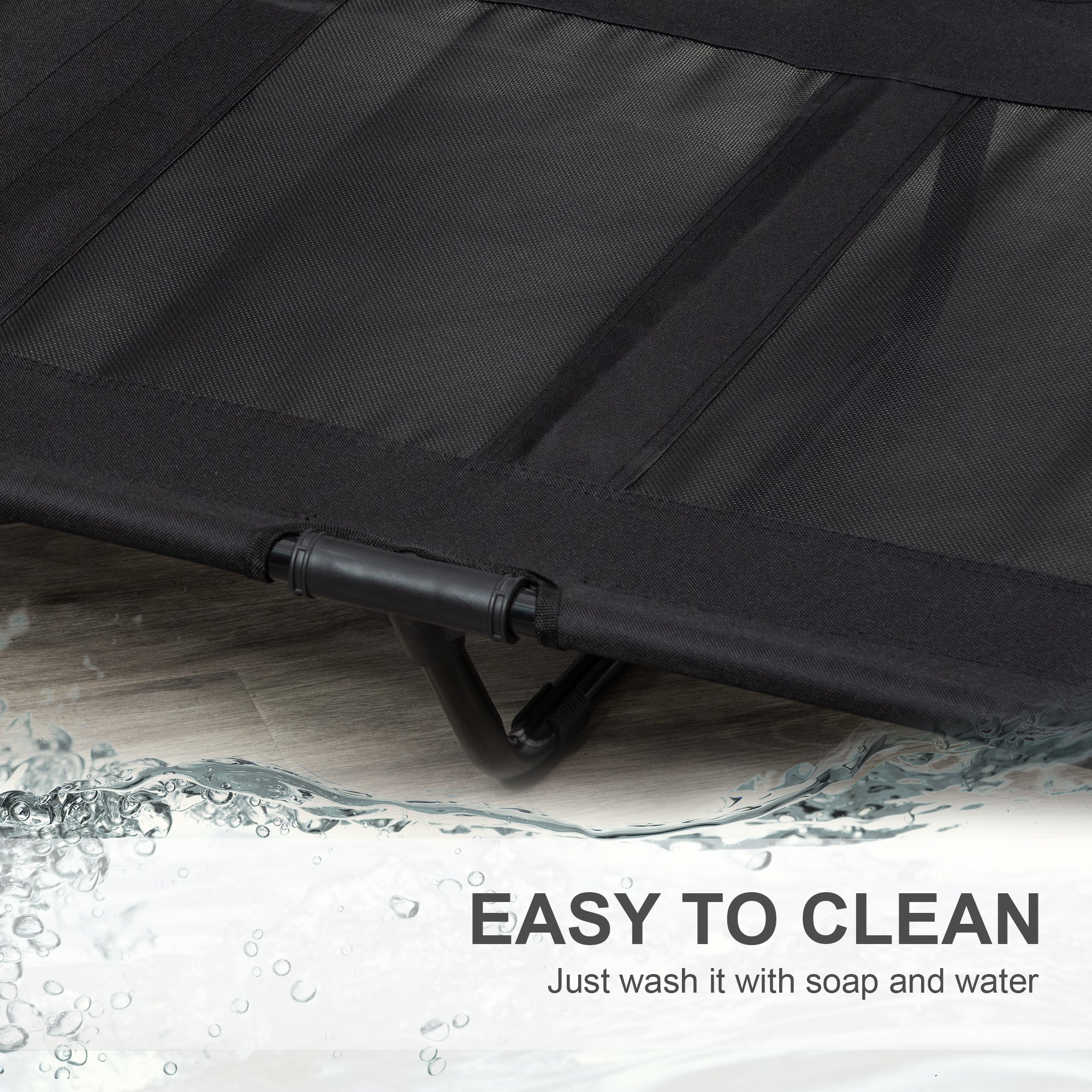PawHut Large Elevated Dog Bed Cat Elevated Lifted Cooling Portable Camping Basket Outdoor Indoor Mesh Pet Cot Metal Frame, Black | Aosom UK