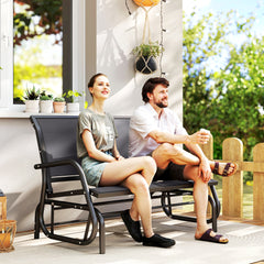 Kozy 2-Person Outdoor Glider Bench Patio Double Swing Gliding Chair Loveseat w/Power Coated Steel Frame for Garden Patio Porch, Grey