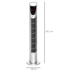 HOMCOM Oscillating Tower Fan, 3 Speeds, 3 Wind Modes, 40W with Remote Control, Timer, Quiet Operation, Silver, 78.5H cm