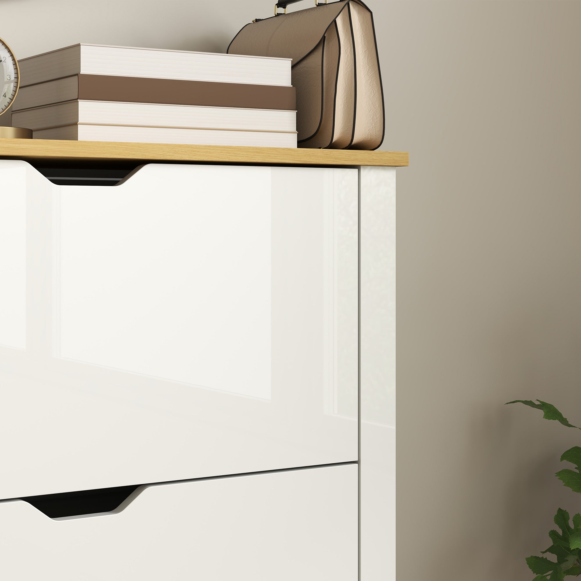 Kozy Slim Shoe Cabinet, Narrow Shoe Cupboard with 3 Flip Drawers, Adjustable Shelves for 18 Pairs of Shoes, High Gloss White