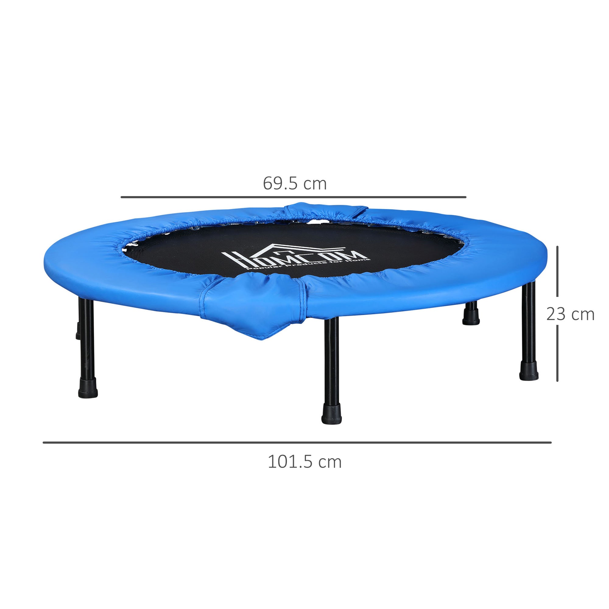 Kozy 40" Mini Fitness Trampoline Home Gym Yoga Exercise Rebounder Indoor Outdoor Jumper with Safety Pad, Support Up to 150 KG, Blue and Black