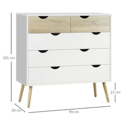 Kozy Nordic Style Chest of Drawers, 5 Drawer Dresser with 4 Tapered Legs and Groove Handles, Storage Organiser Side Cabinet for Bedroom, Living Room