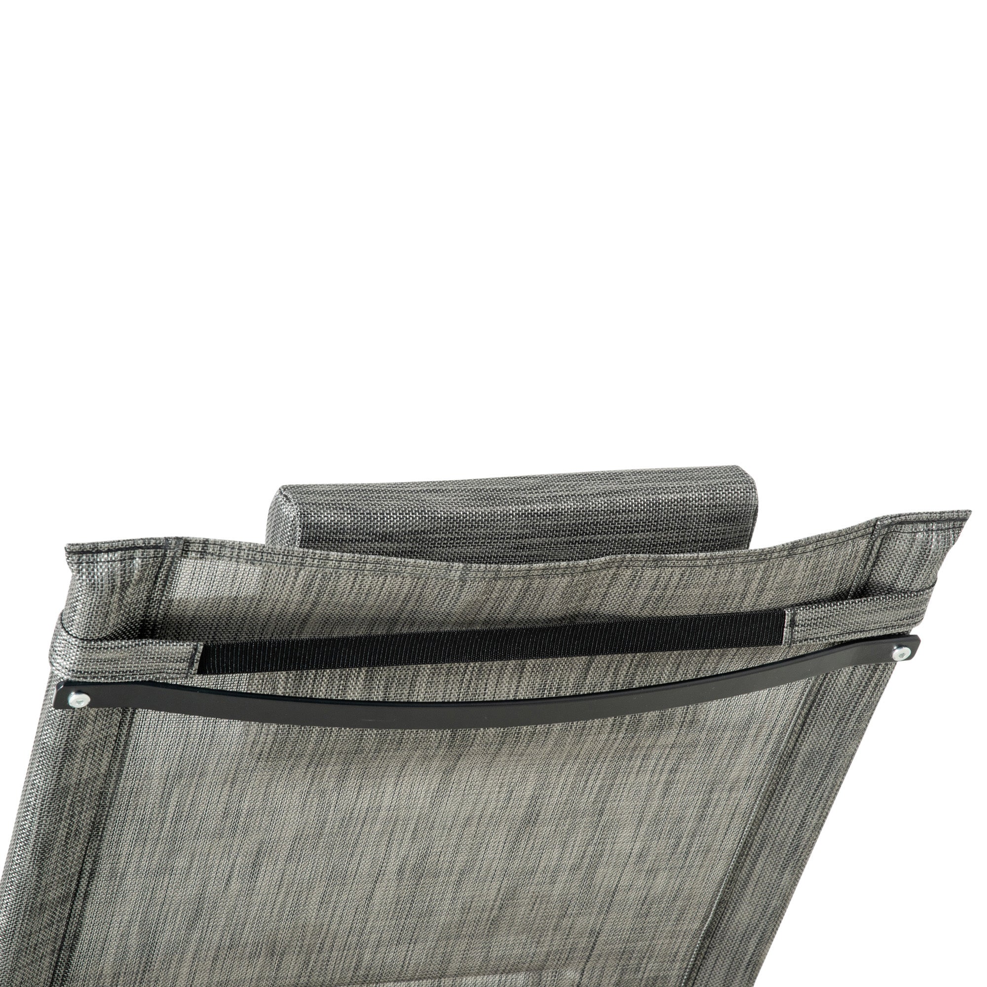 Kozy Outdoor Garden Rocking Chair, Patio Sun Lounger Rocker Chair with Breathable Mesh Fabric, Removable Headrest Pillow, Armrest, Side Storage Bag, Dark Grey
