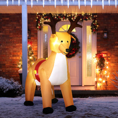 Kozy 6ft Christmas Inflatable Reindeer Decoration Xmas Indoor Outdoor Fun w/ Lights Accessories Holiday Blow Up Decor Animal