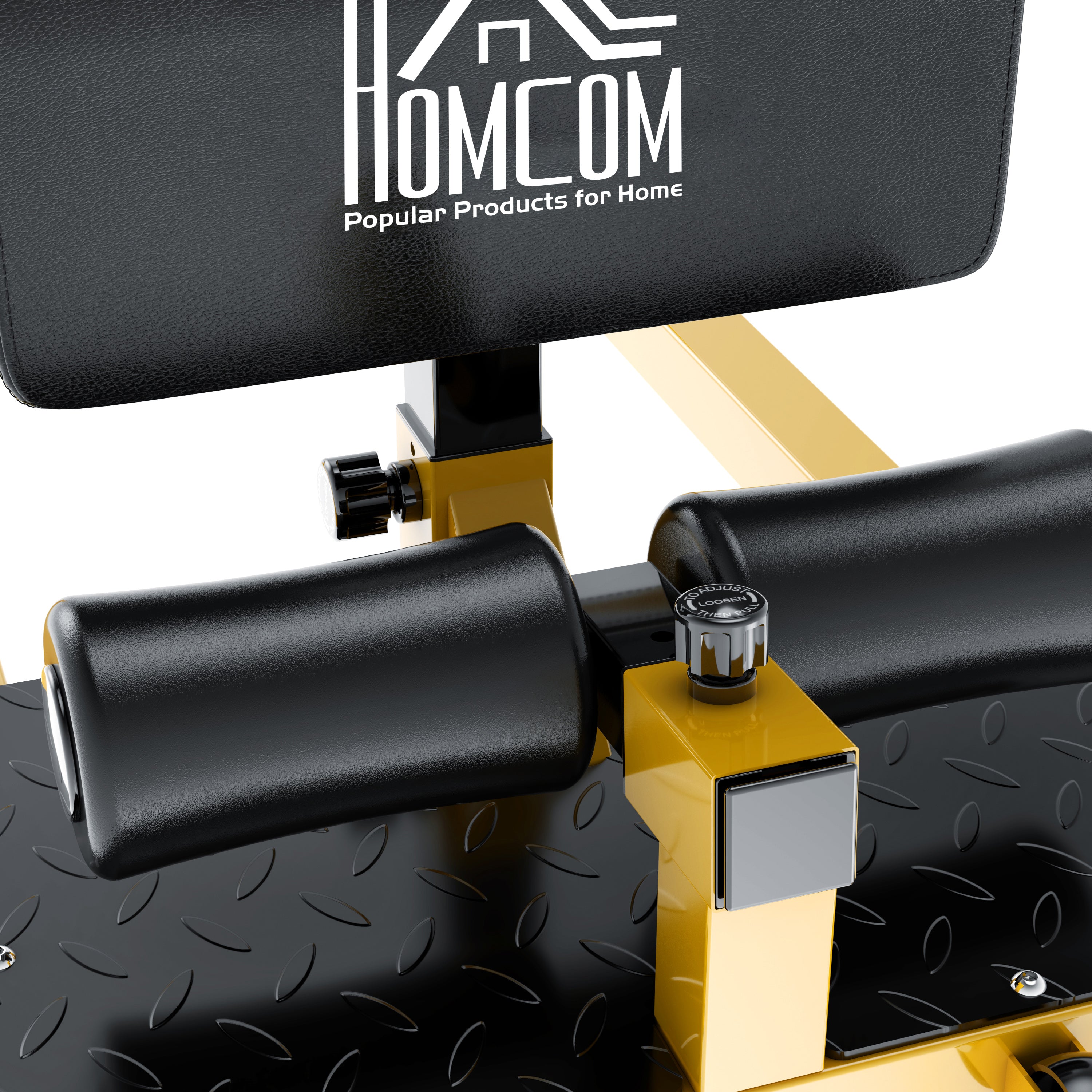 Kozy Squat Machine with Push Up Stand, Padded Hip Thrust Bench with Adjustable Cushion for Home Gym Work Out, Yellow