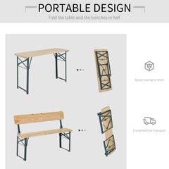 Outsunny 3 pcs Wooden Table Bench Set