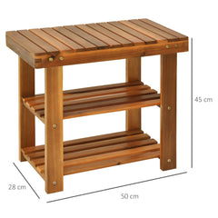 HOMCOM Acacia Wood Shoe Bench,  3