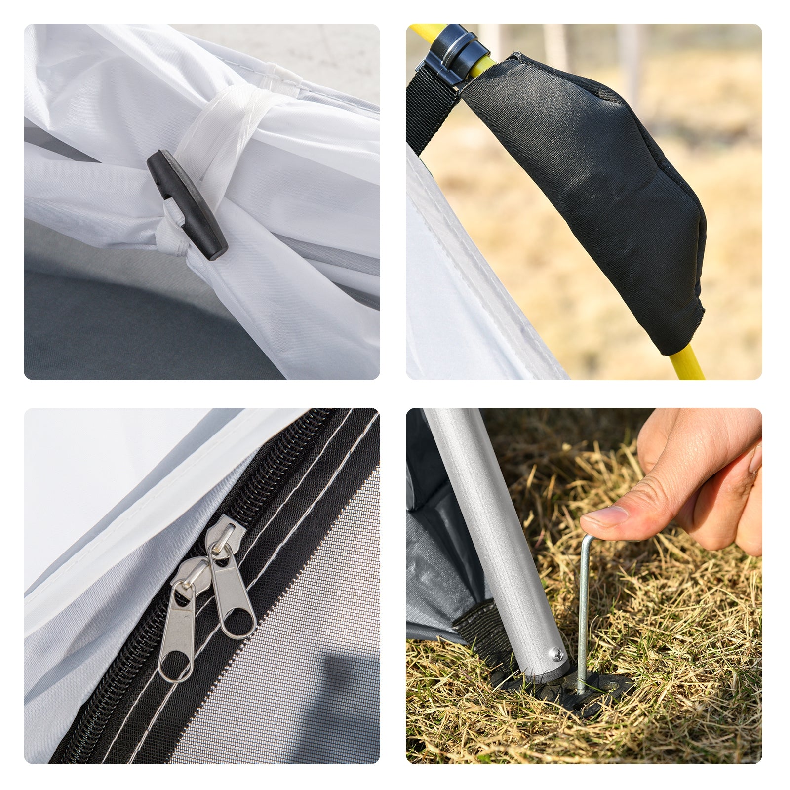 Kozy 4 Person Automatic Camping Tent, Outdoor Pop Up Tent, Portable Backpacking Dome Shelter, Light Grey