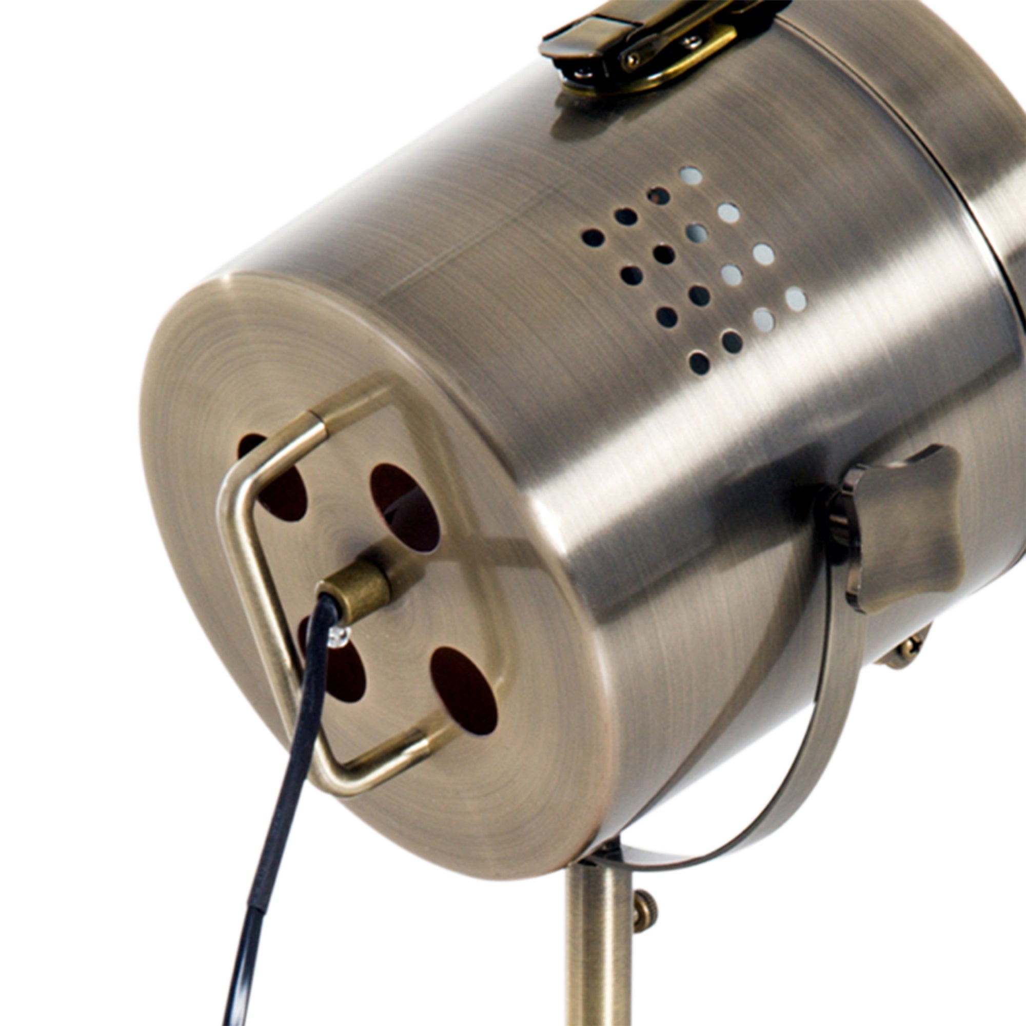 Kozy Vintage Tripod Table Desk Lamp Bedside Light Spotlight Brass Antique Searchlight Wooden Base