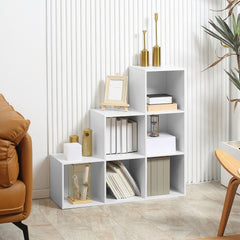 Kozy 3-tier Step 6 Cubes Storage Unit Particle Board Cabinet Bookcase Organiser Home Office Shelves - White