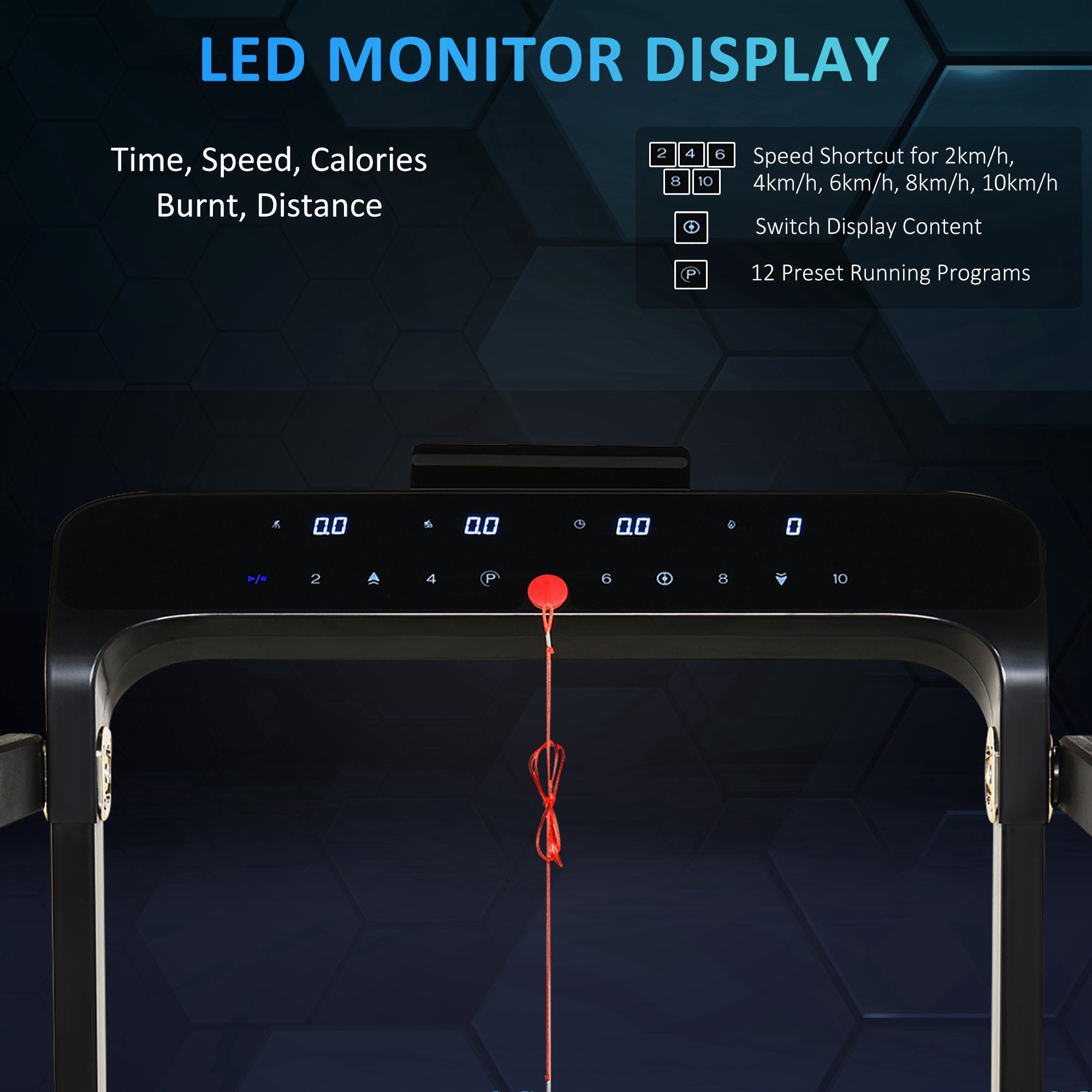 Kozy Folding Treadmill, 1.85HP Installation-Free Walking Jogging Running Machine, 12KM/H with 12 Pre-Programs and LED Display for Home Gym Office