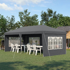 Outsunny 3 x 6m Pop Up Gazebo, Height Adjustable Marquee Party Tent with Sidewalls and Storage Bag, Grey | Aosom UK