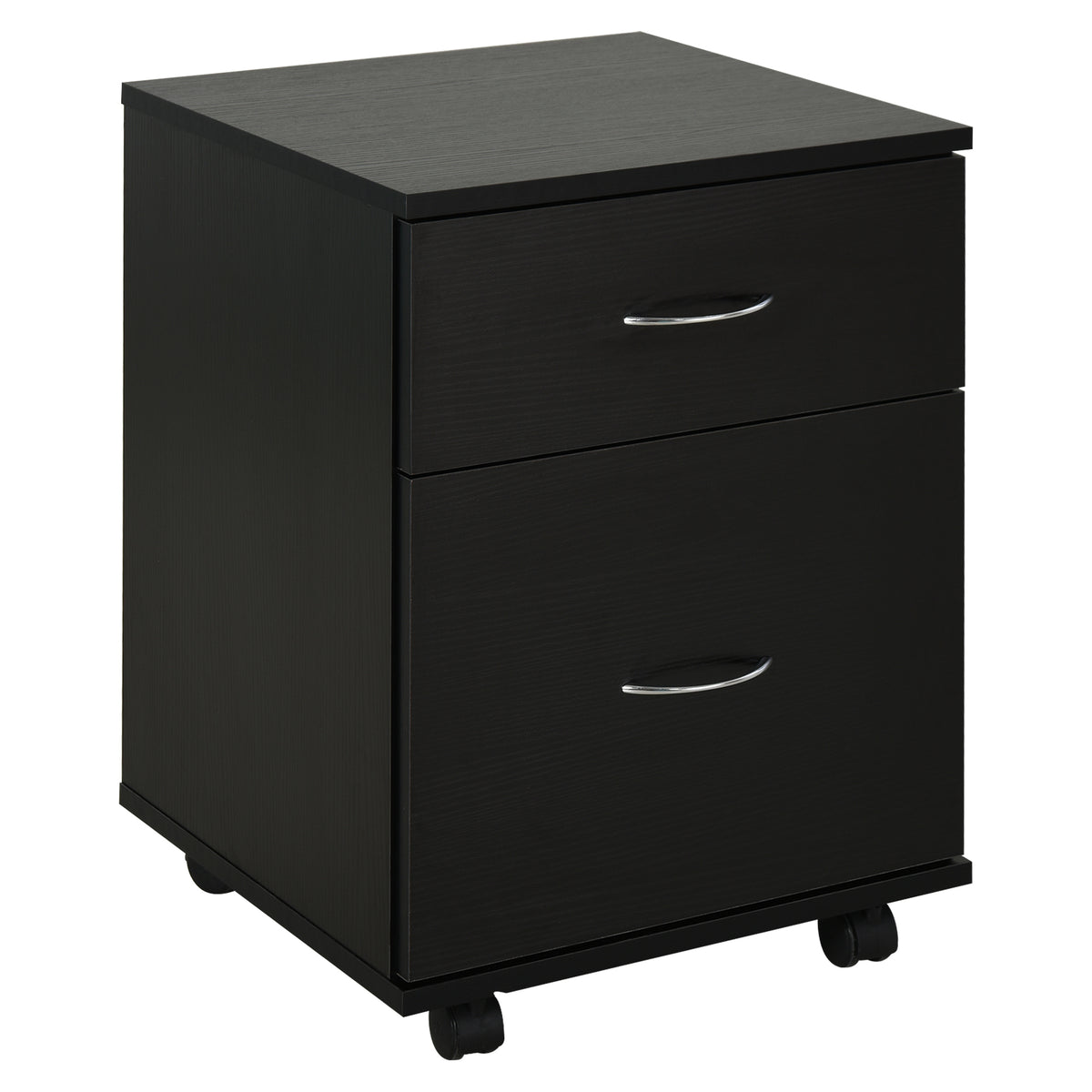 Kozy Two Drawer Filing Cabinet with Wheels- Black Wood Grain