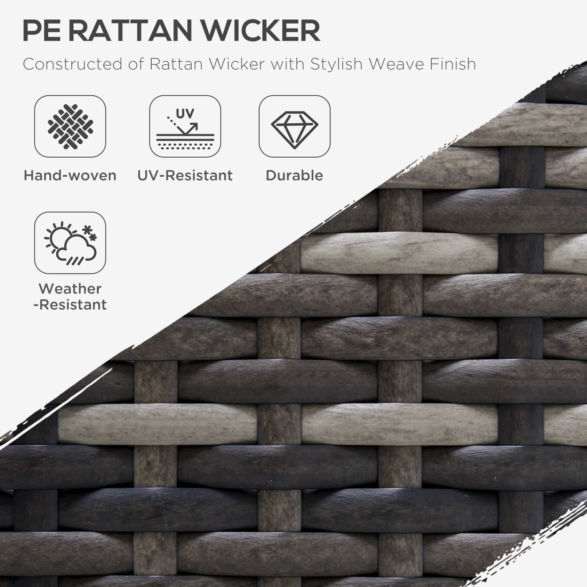 Kozy Armless Rattan Garden Chair, Outdoor Rattan Chair with Cushions, PE Wicker Garden Furniture with Steel Frame, Adjustable Footpads for Garden, Terrace, Deep Grey