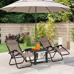 Kozy - Zero Gravity Chair Set of 2, Metal Frame Texteline Armchair Outdoor Folding and Reclining Sun Lounger with Head Pillow for Patio Decking Gardens Camping, Beige