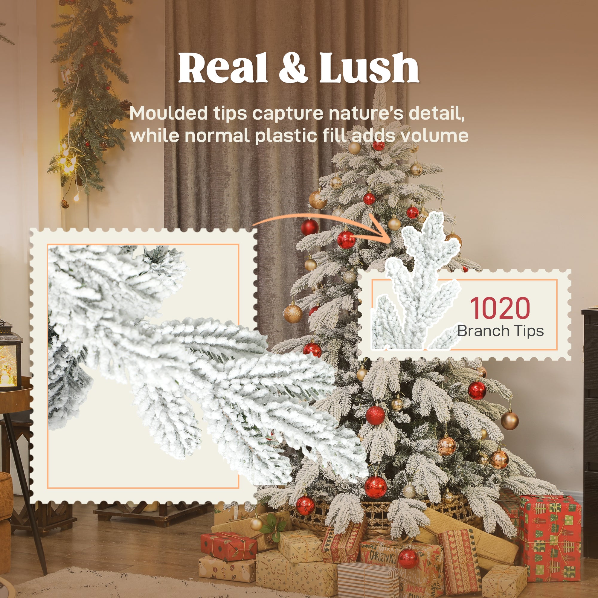 Kozy - 5ft Super Flocked Christmas Tree - Green/White