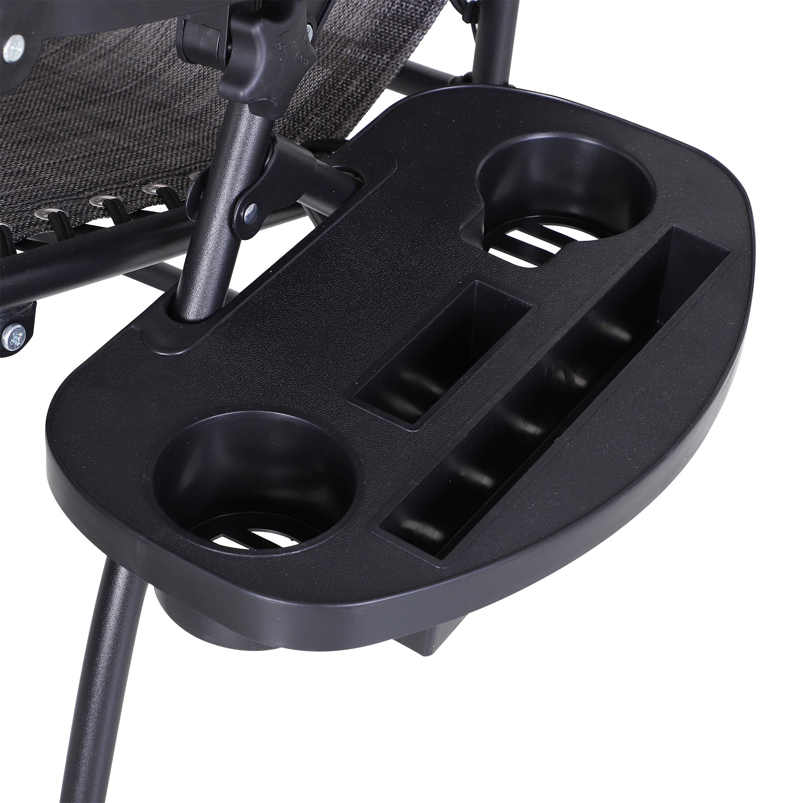 Kozy Foldable Reclining Garden Chair with Headrest, Zero Gravity Deck Sun Lounger Seat Chair with Footrest, Armrest, Cup Holder & Canopy Shade, Grey