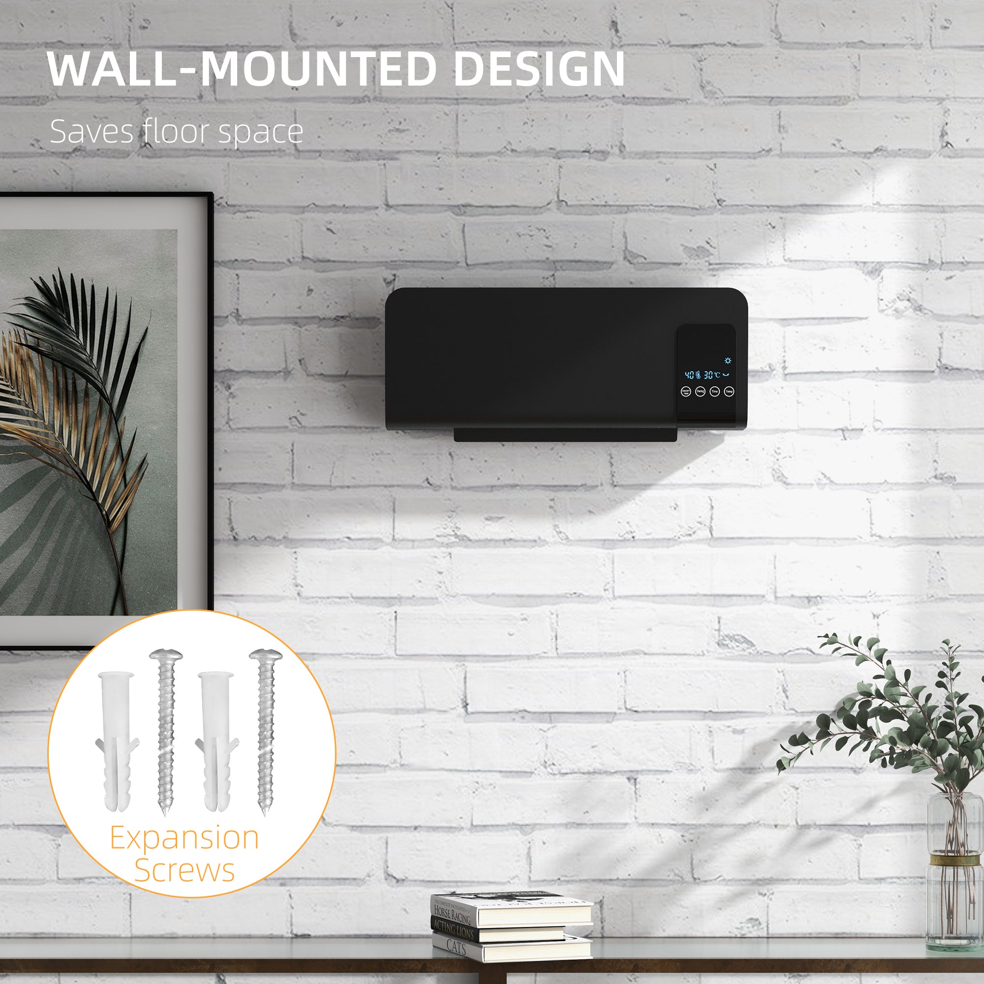 Kozy - 2000W Wall Mounted Heater, 18-45°C Temperature, Black