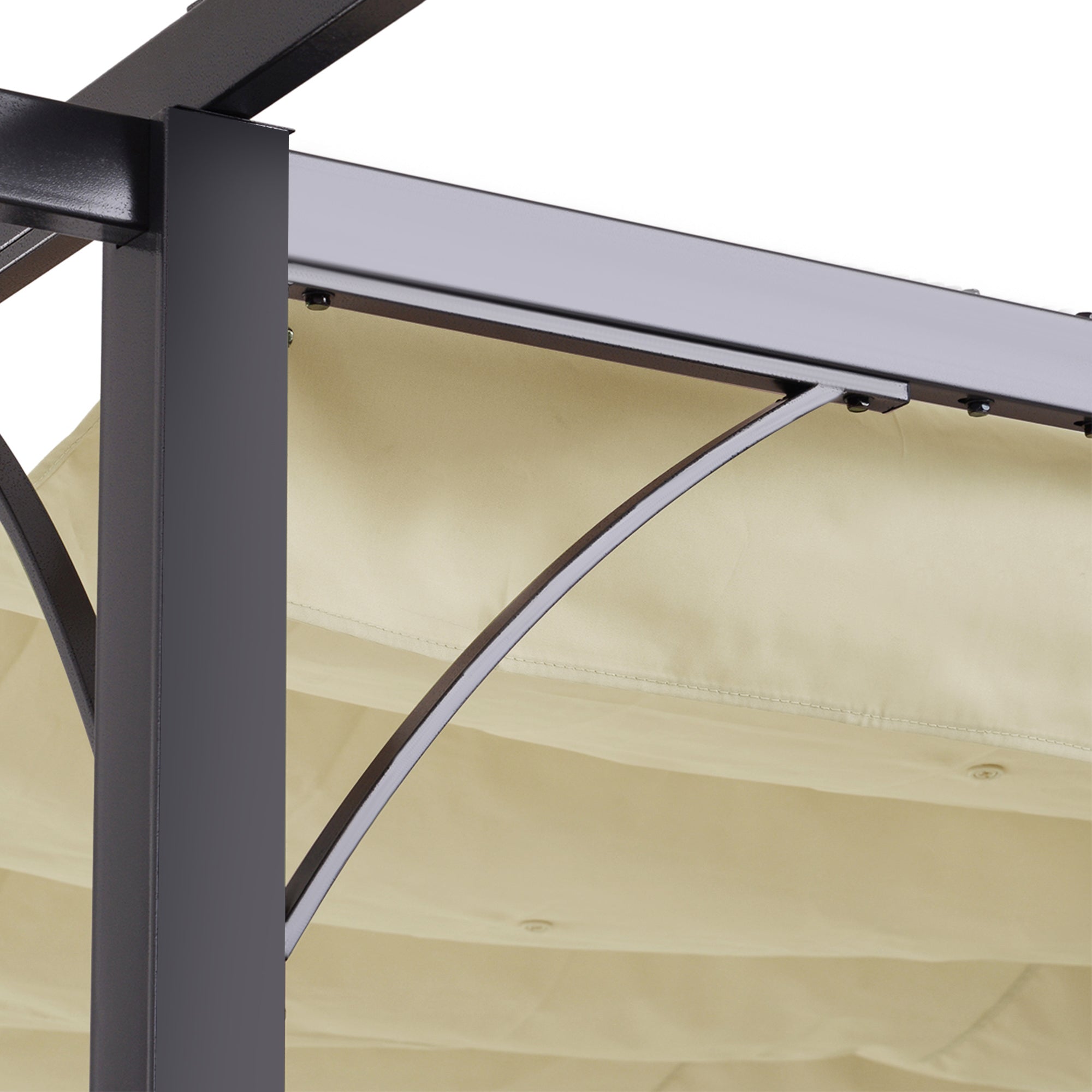 Kozy 3 x 3(m) Metal Pergola with Retractable Roof, Garden Gazebo Metal Pergola Canopy. Outdoor Sun Shade Shelter for Party BBQ, Beige