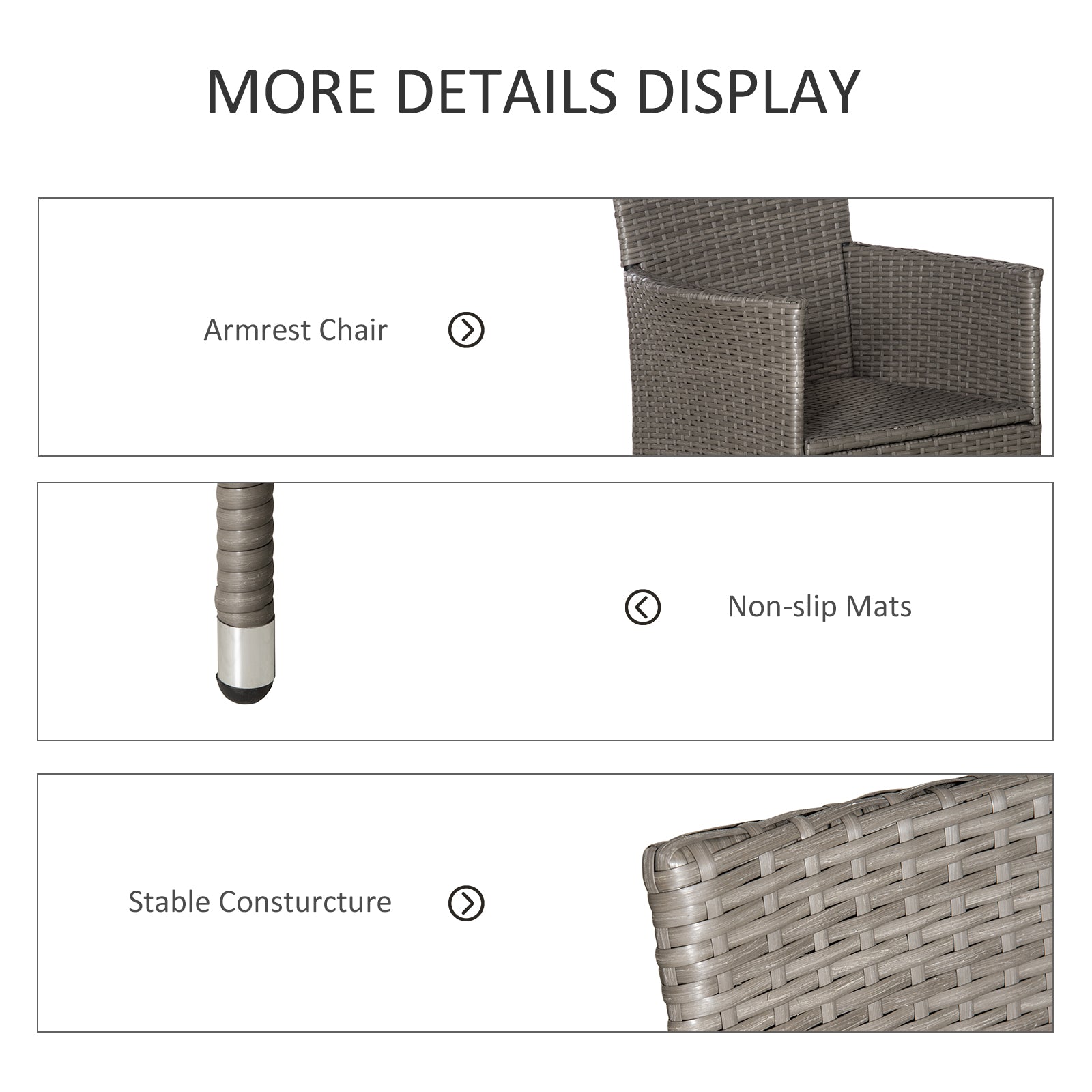 Kozy 2 Pieces Outdoor PE Rattan Dining Chairs Set with Cushion, Garden Armchair with Armrests, High Backrest, Metal Frame Patio Wicker Furniture, Grey