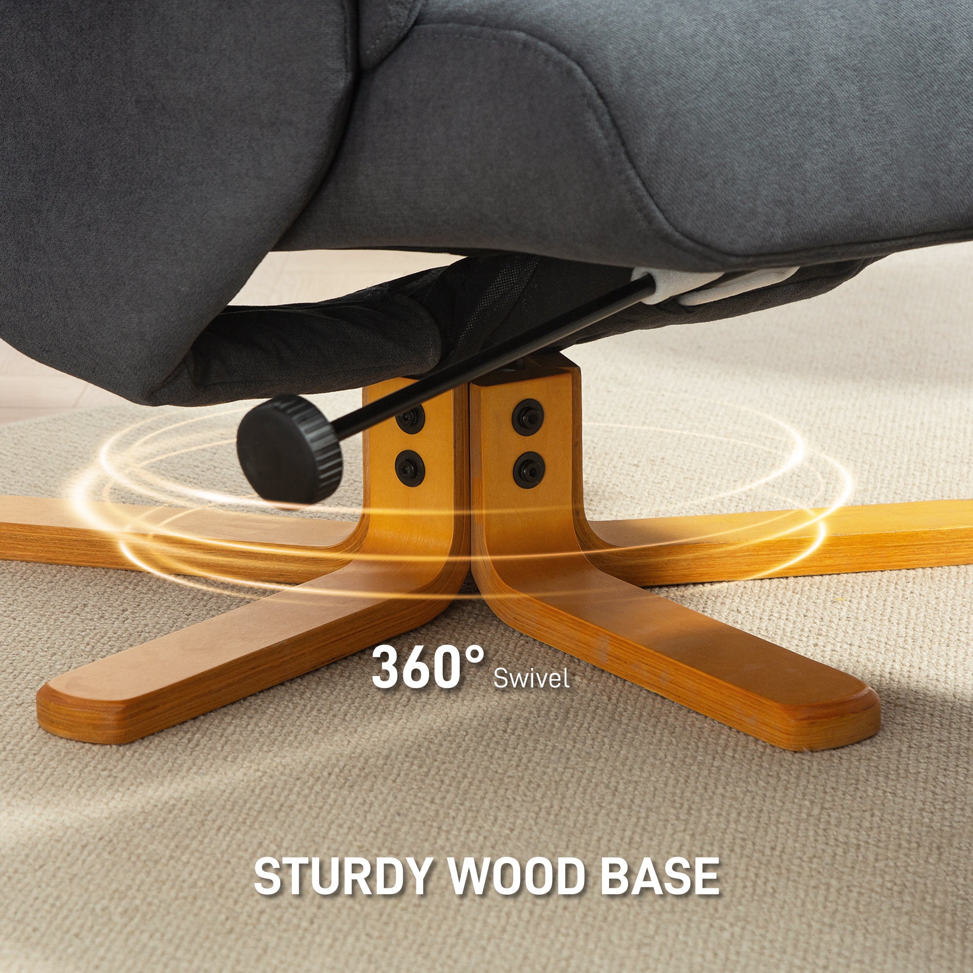 Kozy - Linen-Look Recliner, with Storage Ottoman - Grey