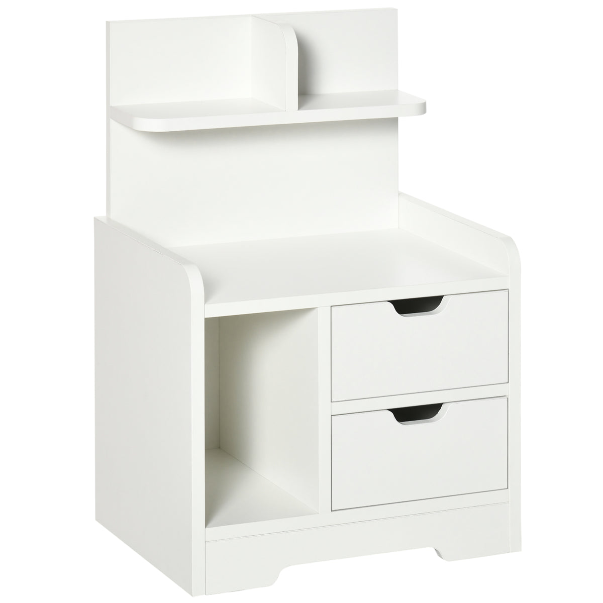 Kozy Bedside Table, Small Bedside Cabinet with 2 Drawers and Storage Shelves, Modern Nightstand for Bedroom, White