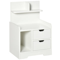 Kozy Bedside Table, Small Bedside Cabinet with 2 Drawers and Storage Shelves, Modern Nightstand for Bedroom, White