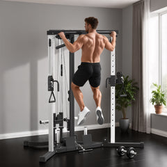 Kozy Home Gym Machine, Multifunctional Gym Equipment with High and Low Pulleys, Pull Up Bar, 15-Position Adjustable Strength Training Workout Station for Full Body Fitness