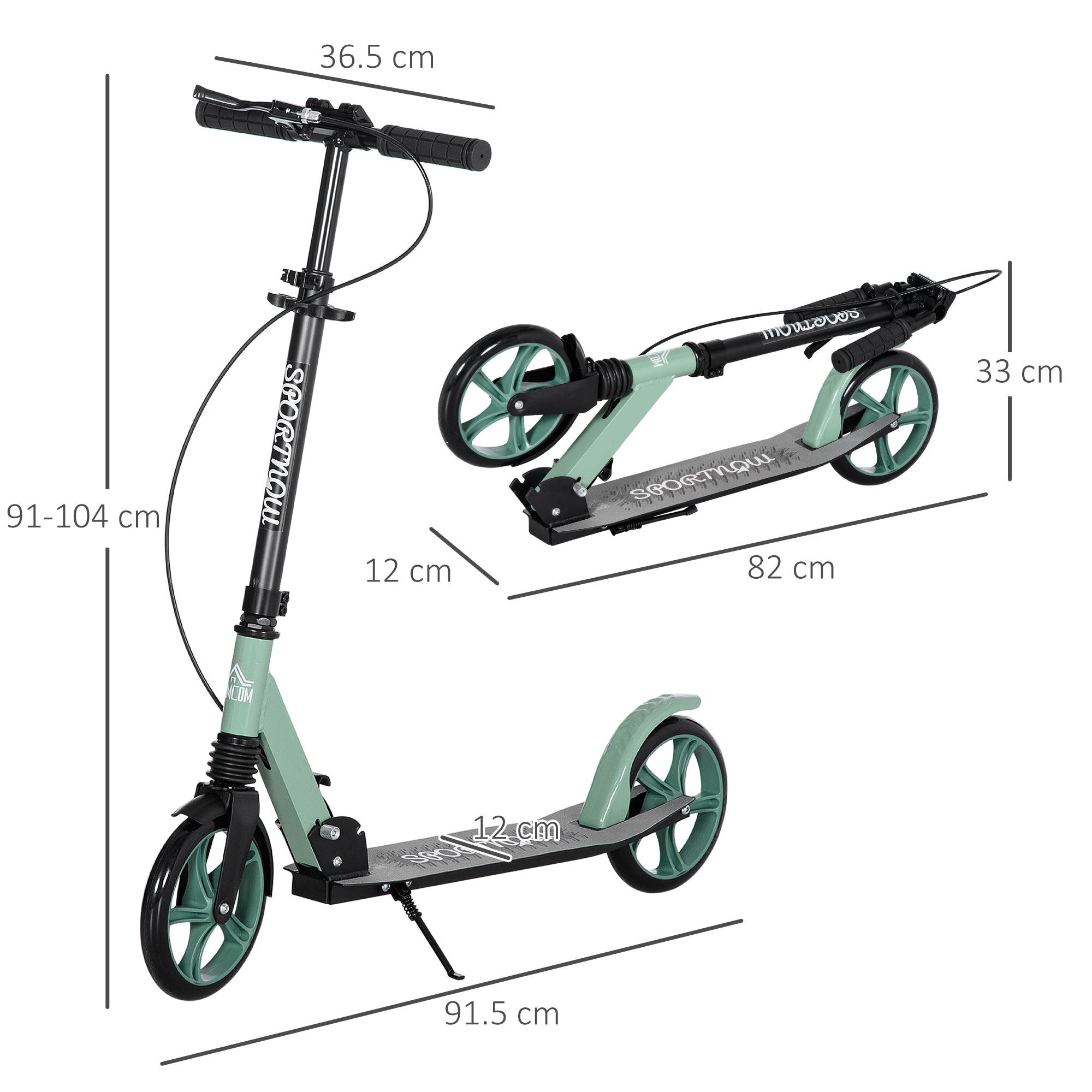 Kozy One-click Folding Kick Scooter for 14+ w/ Adjustable Handlebar, Push Scooter with Kickstand, Dual Brake System, Shock Absorber, 200mm Wheels & ABEC-9 Bearings