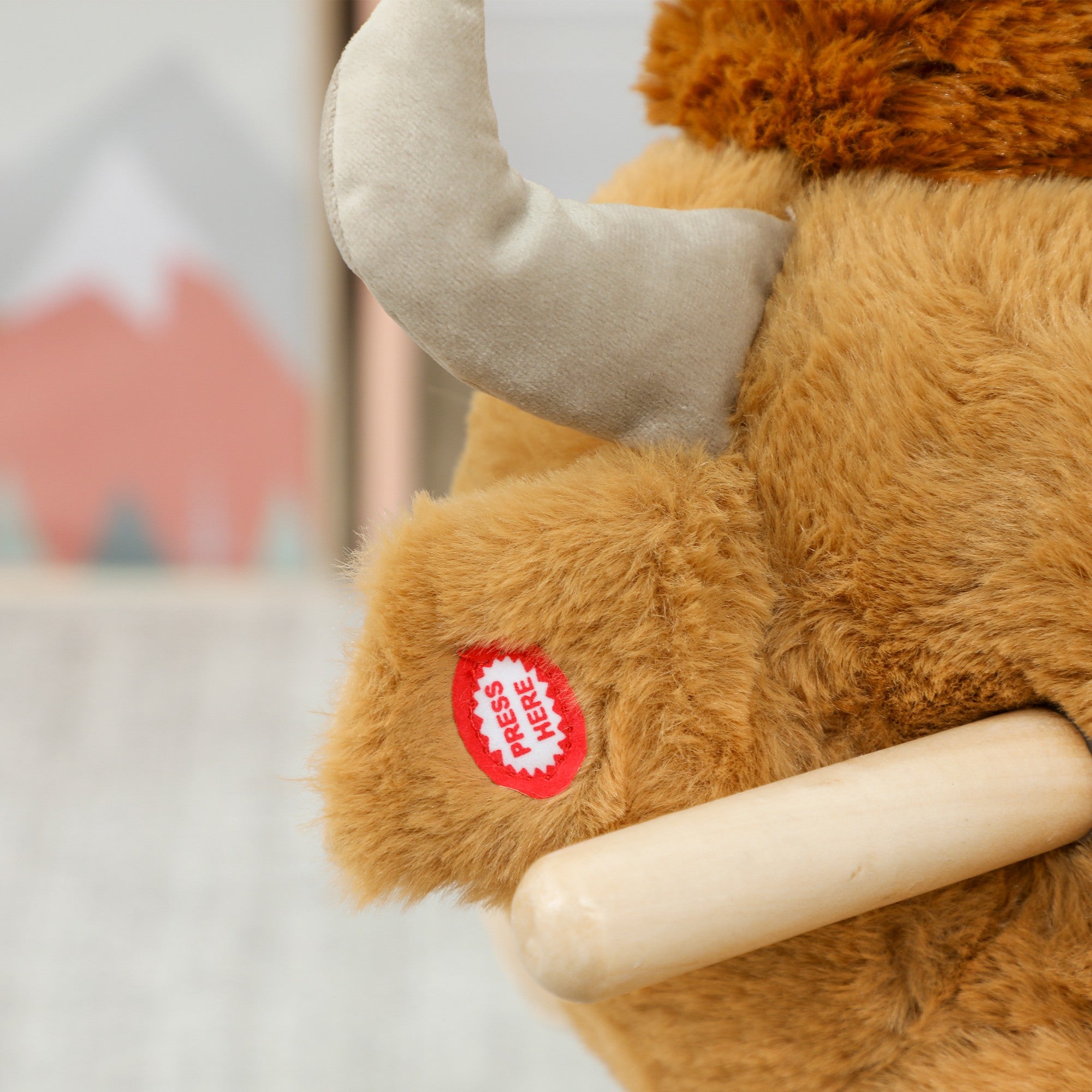 Kozy Baby Rocking Horse with Safety Belt, Wood Base, Animal Rocker for Children, Brown