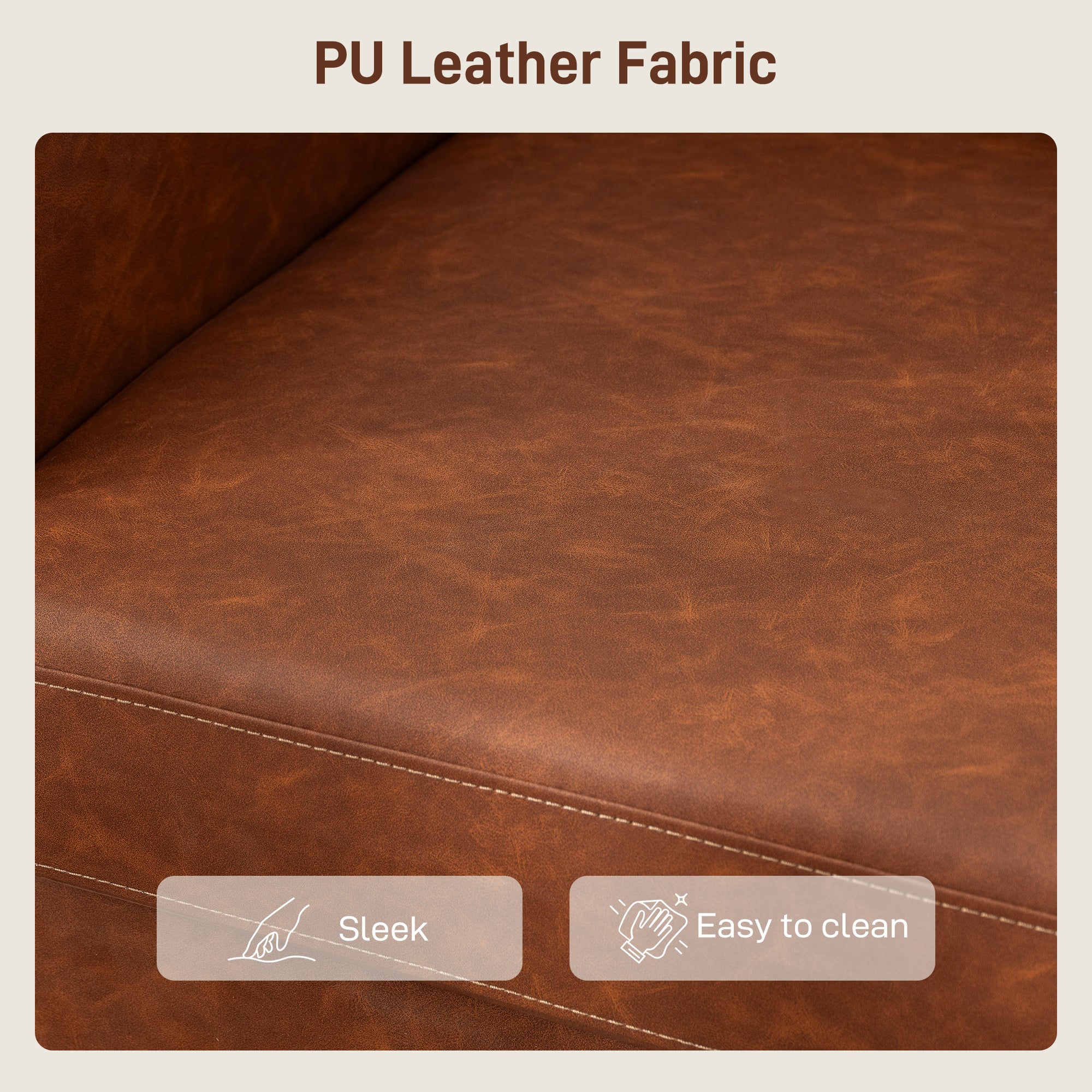 Kozy - Faux Leather Marble-Effect Two-Seater Sofa - Brown