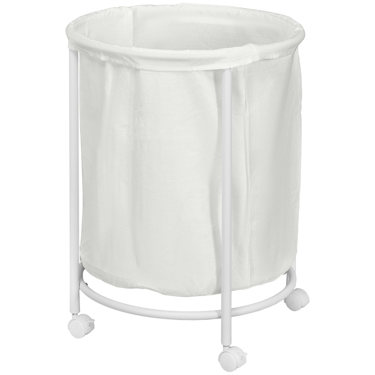 HOMCOM 100L Rolling Laundry Basket on Wheels, 50cm Round Laundry Hamper w/ Removable Bag & Steel Frame for Bedroom, Bathroom, Laundry Room | Aosom UK