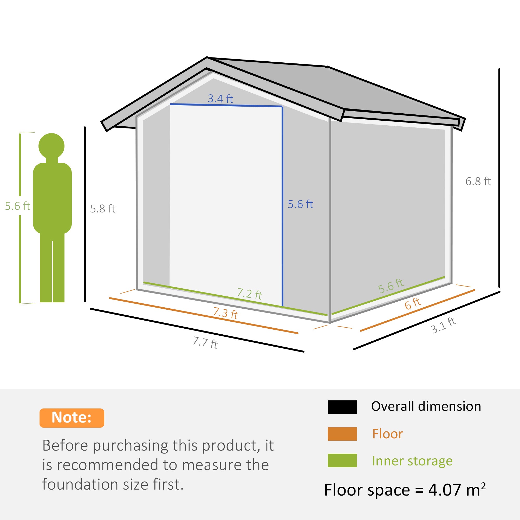 Outsunny 8 x 6.5 ft Metal Garden Storage Shed Apex Store for Gardening Tool with Foundation Ventilation and Lockable Door, Brown