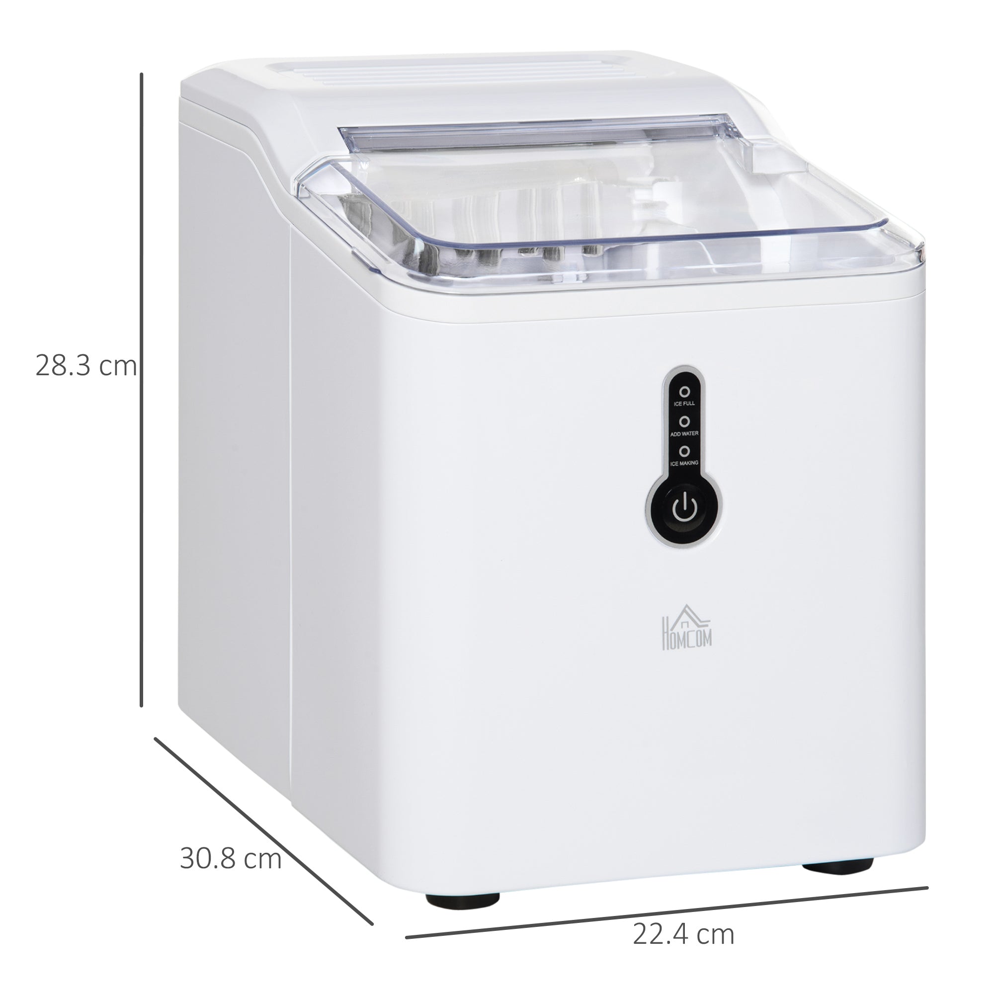 Kozy Ice Maker Machine, 1.5L Countertop Ice Cube Maker with Self-Cleaning, 9 Cubes Ready in 8 Mins, 12kg in 24 Hrs, No Plumbing with Basket, White