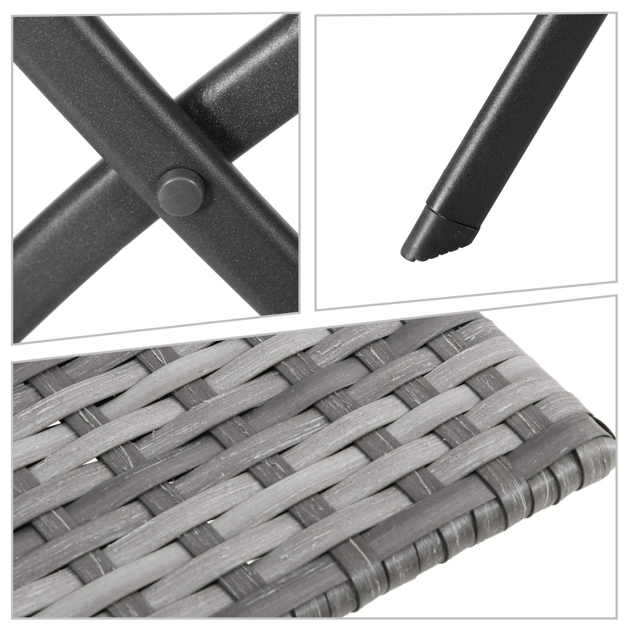 Kozy 2-Seater Chair Bistro Set Garden Patio Table & Chair Black Rattan Furniture Grey